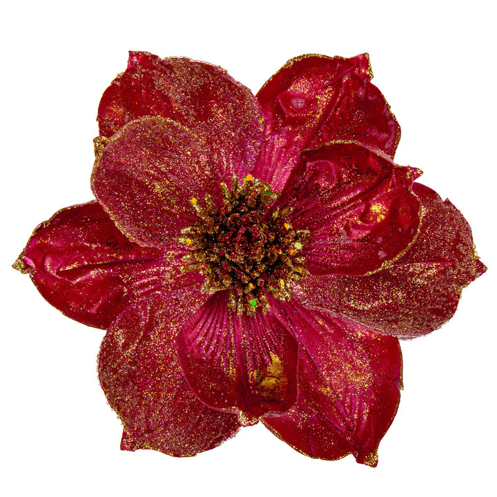 Briful 4 Stücke Weihnachtsstern Christbaumschmuck Magnolie Kunstblumen mit Glitzern Poinsettia Kunst