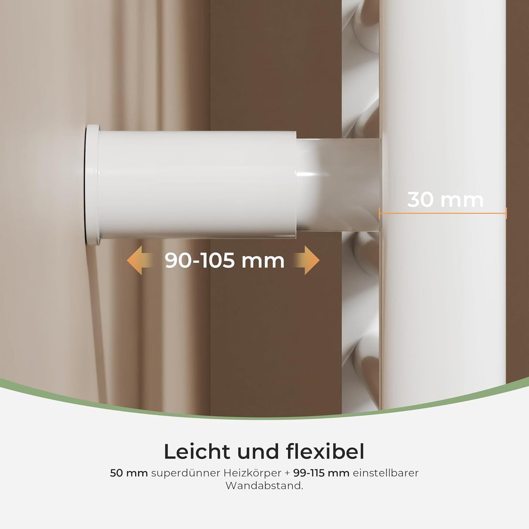 Handtuchheizkörper Mittelanschluss 1600x600 mm Badheizkörper Weiss Handtuchwärmer Handtuchtrockner 7