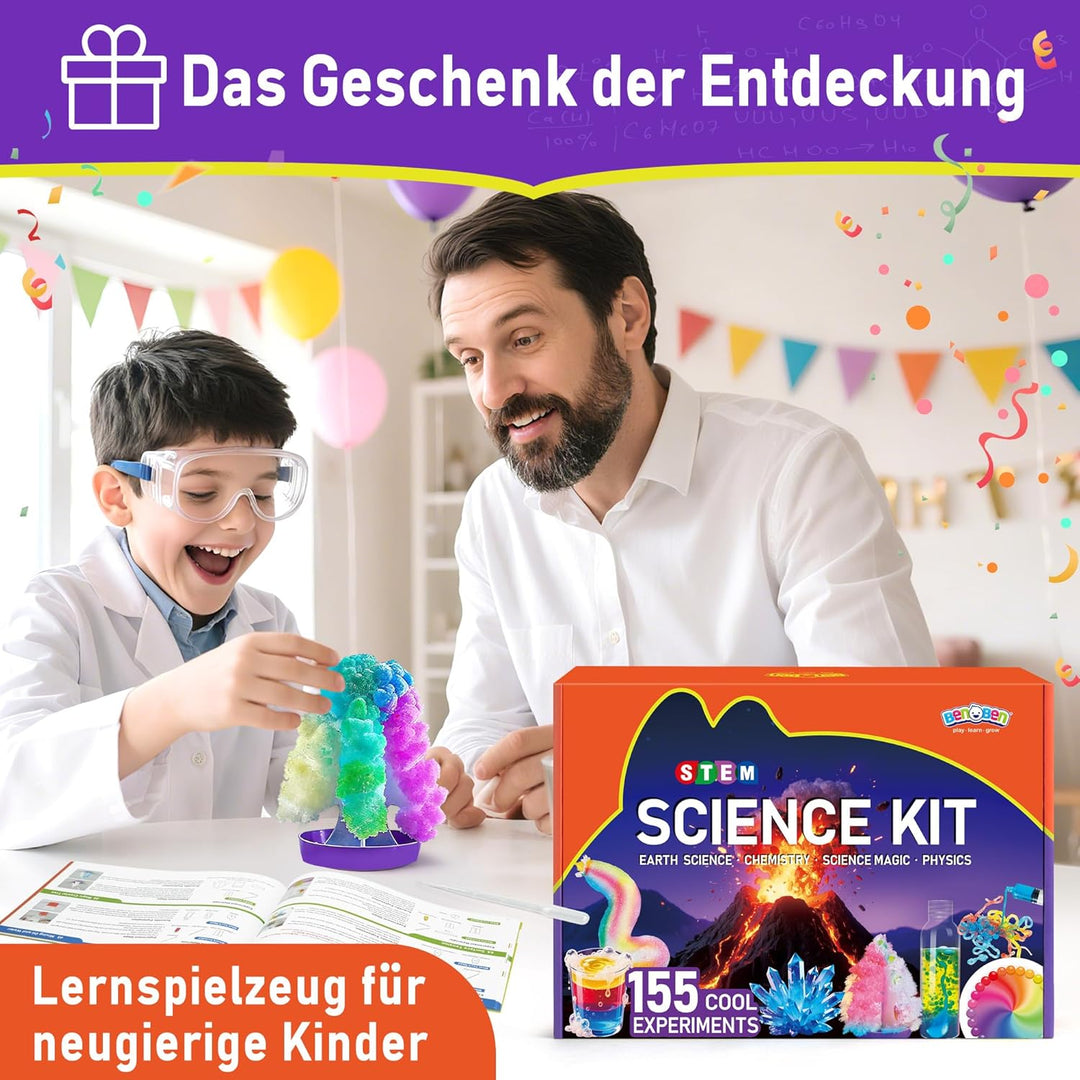 BenBen 155+ Experimente für Kinder ab 6 7 8 9 10, Wissenschaft Experimentierkasten für Kinder, STEM
