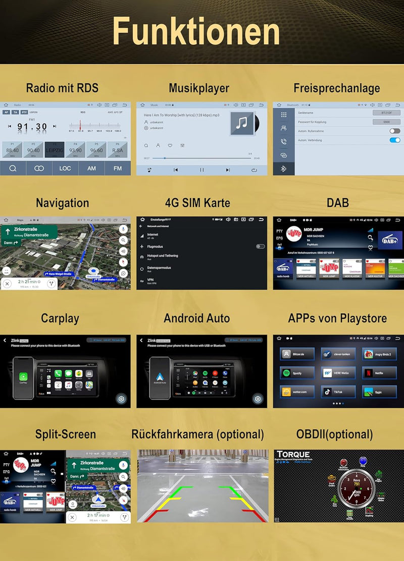 M.I.C. AV8V7LITE Android 12 Autoradio mit navi Ersatz für VW Golf t5 touran Passat Skoda Octavia SEA