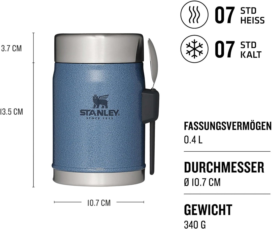 STANLEY 1913 Classic Legendary Food Jar mit Spork 400 ml - Hammertone Lake | Hält 7 Std. heiss oder