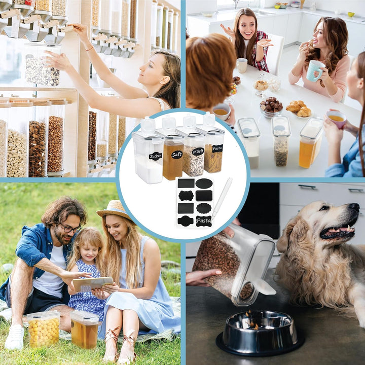 Soz ® 4x2,5L Vorratsdosen mit Deckel - Müsli Schüttdose & Frischhaltedosen - BPA freie Kunststoff Vo