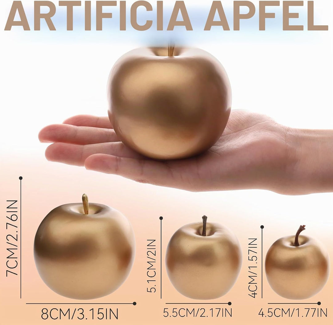Gresorth 15 Stück Künstliche Goldene Apfel Dekoration Gefälschte Obst Modell Lebensecht Gemüse Anzei
