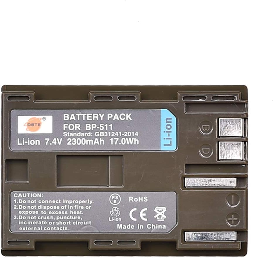 DSTE 2-Stücke Batterie Akku und 2-Kanäle Dual USB Quick Ladegerät Kit für Canon BP-511 BP-511A EOS 1