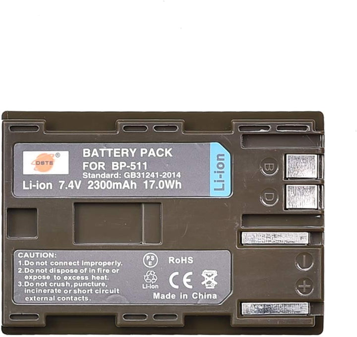DSTE 2-Stücke Batterie Akku und 2-Kanäle Dual USB Quick Ladegerät Kit für Canon BP-511 BP-511A EOS 1