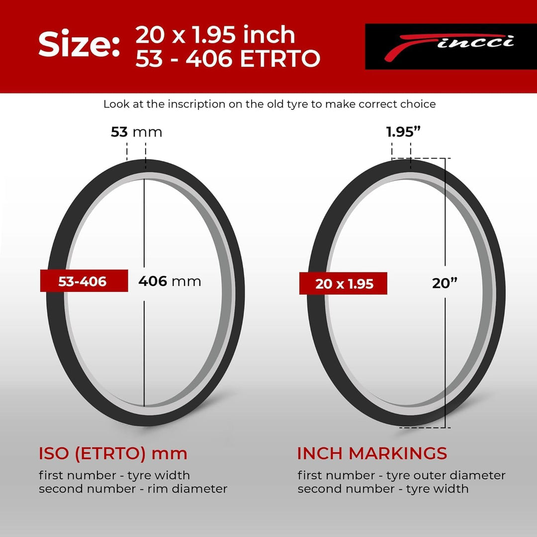 Fincci Paar Reifen 20x1.95 Zoll 53-406 für BMX MTB Mountainbike Fahrradmantel oder Kinder Fahrrad Ma