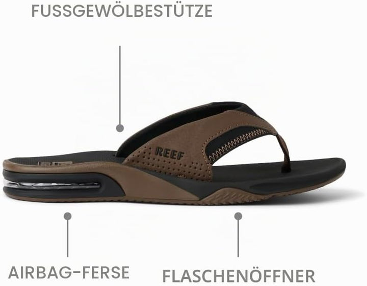 Reef FANNING Herren Zehentrenner 35 EU Black And Tan, 35 EU Black And Tan