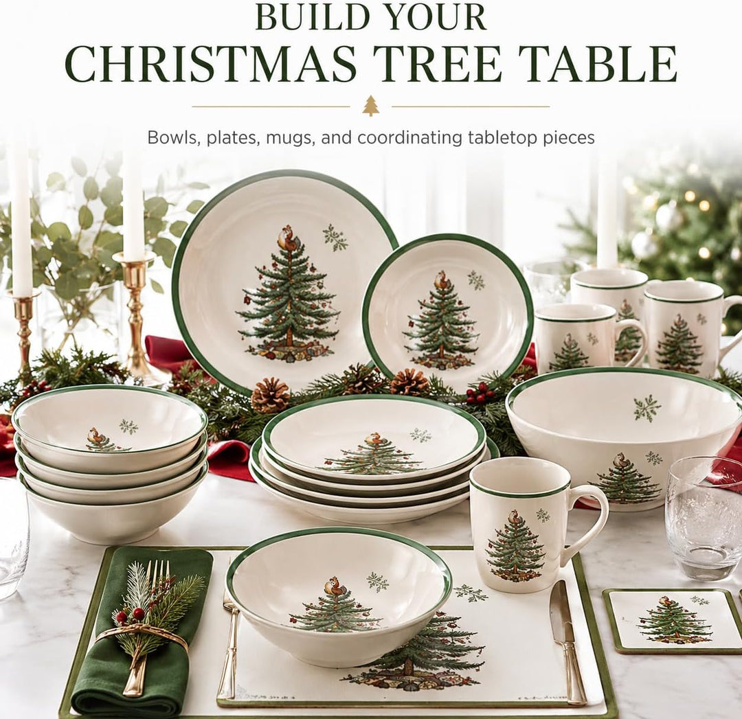 Portmeirion Spode Weihnachtsbaum, 5,5 Zoll Müslischalen Set, Steingut Schalen für Frühstück, Haferfl