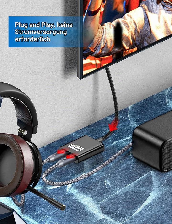 SOUNDFAM Toslink Splitter 1 In 2 Out Optisches Kabel Splitter Digitaler Audio Optischer Splitter Ada