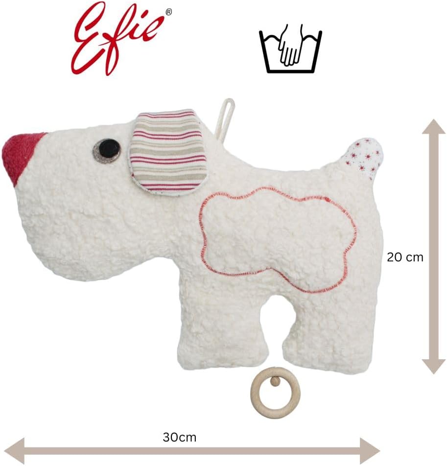Efie Bio-Spieluhr Hund – 100% Baumwolle (KBA), Füllung aus Schurwolle (kbT) – GOTS-Zertifiziert - na