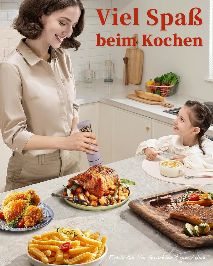 TOMEEM Elektrisches Mühlen-Set, Edelstahl, 5 Stufen, hellviolett Light Purple Light Purple*2, Light