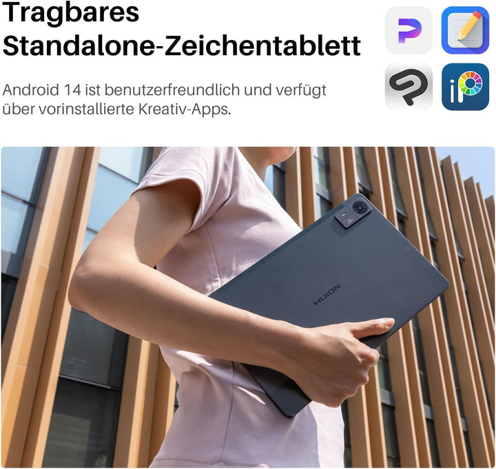 HUION Kamvas Slate 11 Grafiktablett mit Display ohne PC, Neigungsstift, 8 GB + 128 GB, Android 14, W
