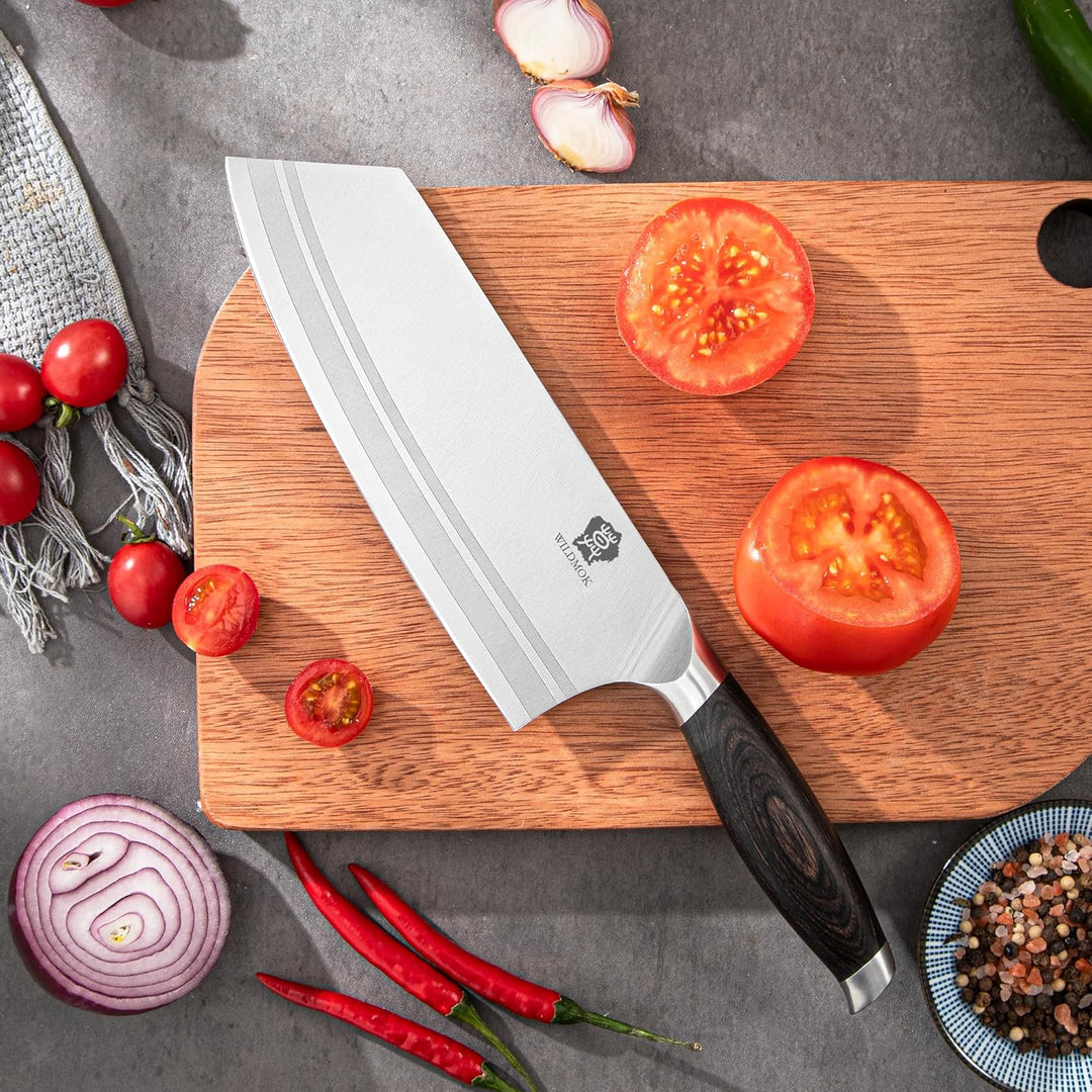WILDMOK Fleischerbeilmesser 19,8 cm, ultrascharfe chinesische Kochmesser – Küchenhackmesser, deutsch