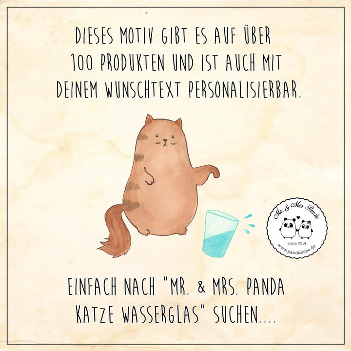 Mr. & Mrs. Panda tablett aus Holz Katze Wasserglas - Geschenk, Frühstückstablett, Glas, kaffeetablet