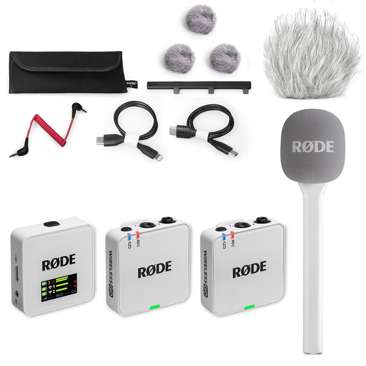 Rode Wireless GO Gen 3 Drahtloses 2-Kanal Mikrofon-Funksystem Weiss mit Interview GO Handadapter Wei