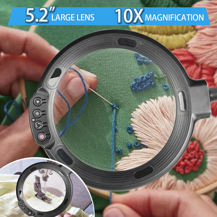 10X Standlupe mit Licht und Ständer, 3 in 1 Lupenlampe mit 54 LED, Flexible Schwanenhals Lupenleucht