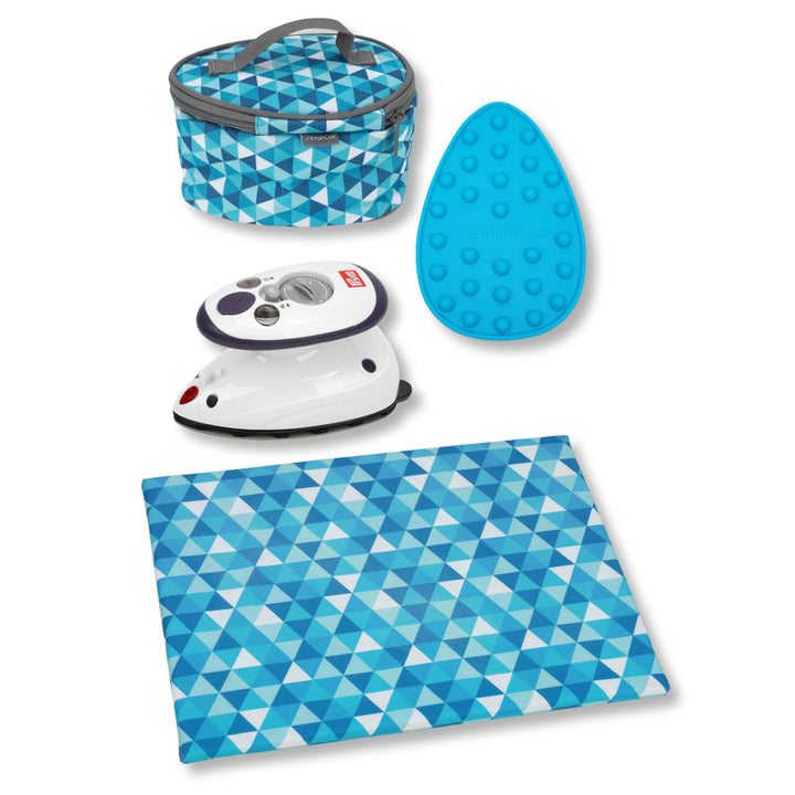 Semplix Bügelset 4-teilig mit Prym Mini-Dampfbügeleisen – Diamond Design mit Bügelunterlage, Silikon