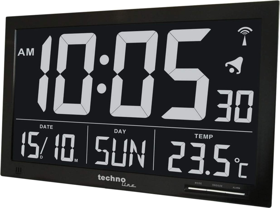 Technoline, WS 8007 Funk-Wanduhr, schwarz, 36,8 x 2,9 x 22,8cm