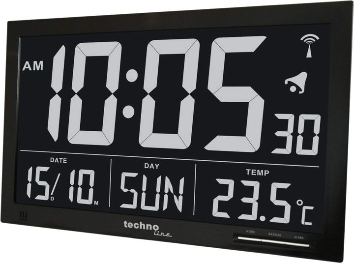 Technoline, WS 8007 Funk-Wanduhr, schwarz, 36,8 x 2,9 x 22,8cm