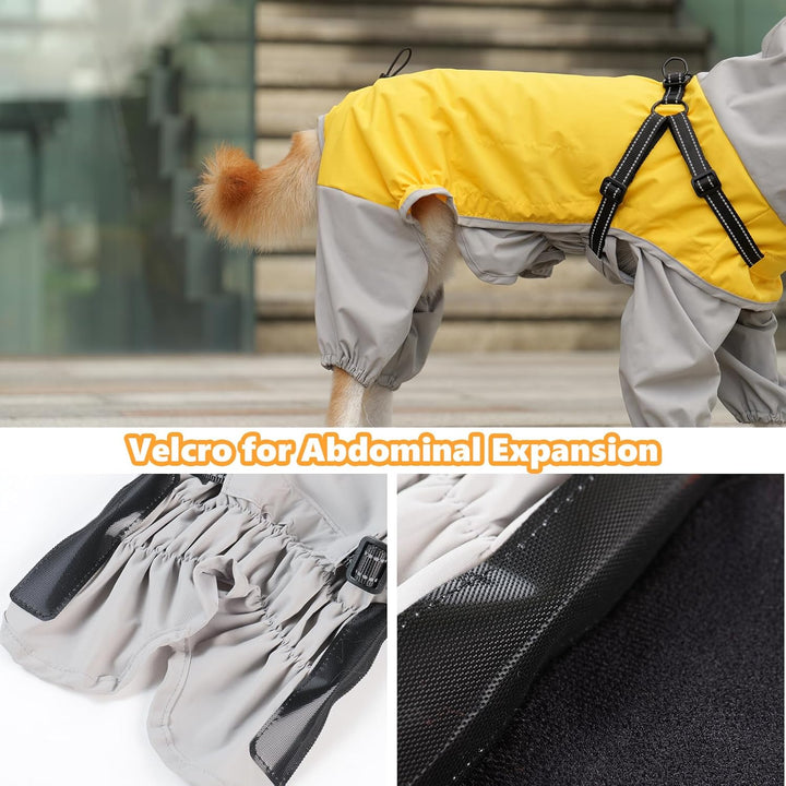 LIANZIMAU Regenmantel Hund Hunderegenmantel Wasserdicht mit Transparenter Kapuze - Reflektierender H