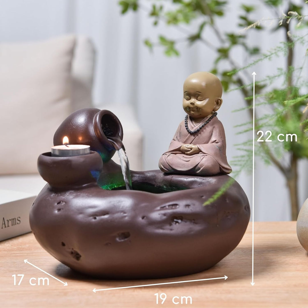 Innenbrunnen Natur Jarre Buddha Statue Abnehmbares helles farbenfrohe LED, Wohndekoration in Bewegun