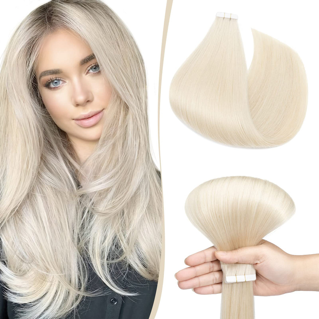 SEGO Tape Extensions Echthaar Haarverlängerung 10 Tressen Klebeband 25g Haarteile 7A Glatt 100% Remy