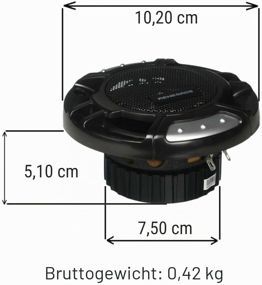 2 RENEGADE RX42 2 Wege koaxial Lautsprecher 4" 10,00 cm 100 mm 60 watt rms 120 watt max impedanz 4 o