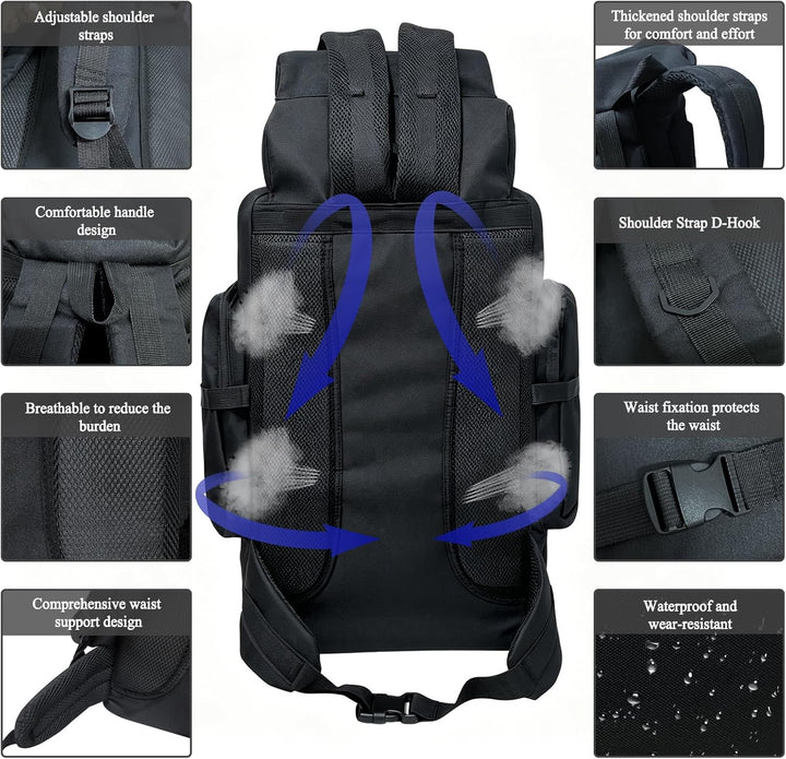80L Wanderrucksack Campingrucksack, 80 Liter Grosses Fassungsvermögen Outdoor-Rucksack Reiseklettern