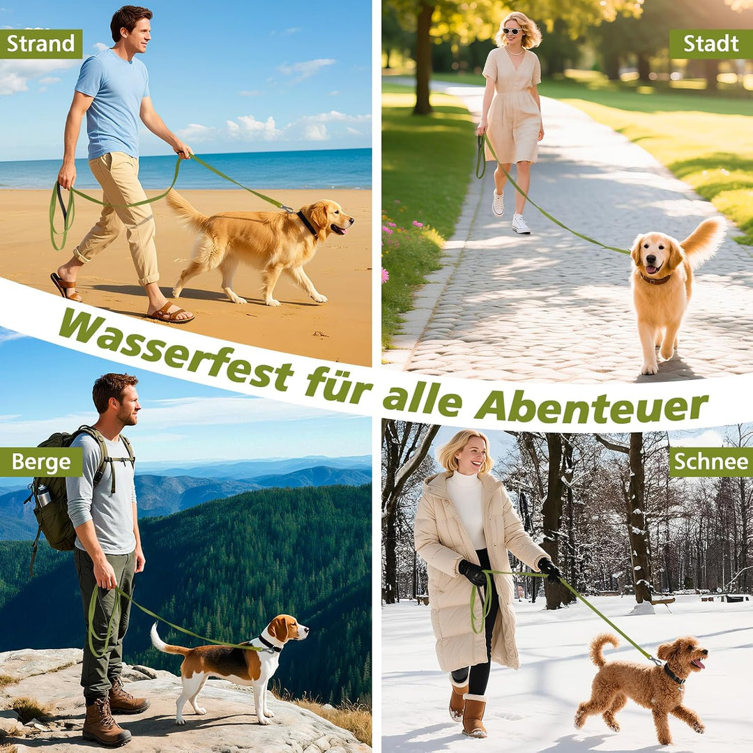 X XBEN Wasserdicht Schleppleine für Hunde, 30M Gummierte Schleppleine mit Abschliessbarer Karabine,