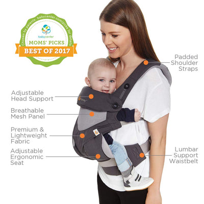 ERGObaby Babytrage bis 20kg, 360 Star Dust 4-Positionen Baby-Tragesystem, Kindertrage Rückentrage Ba