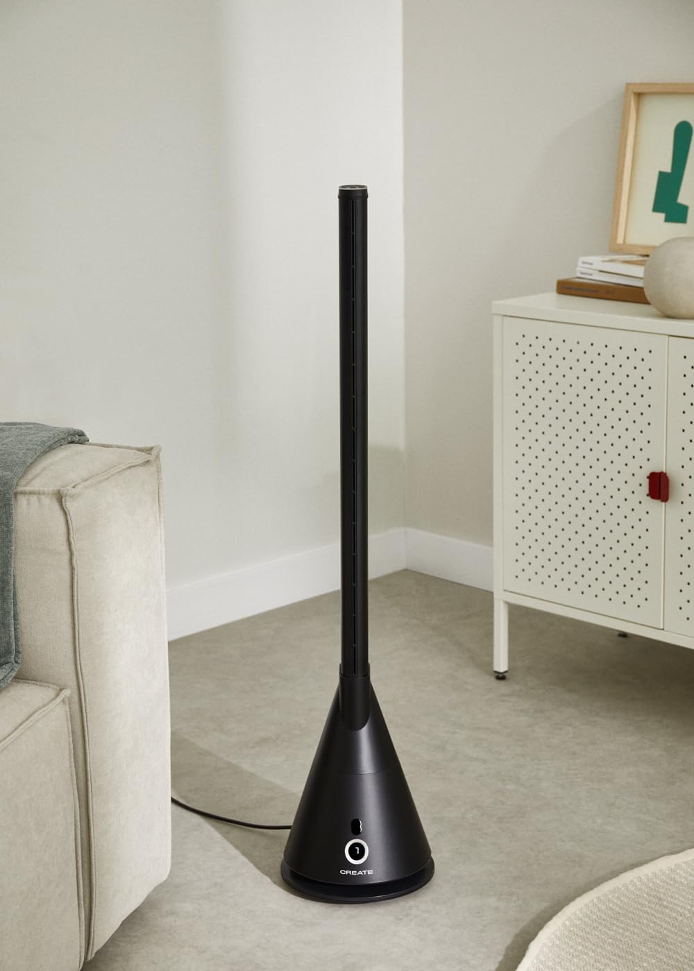 CREATE/COOL DC/Turmventilator Schwarz mit Fernbedienung und Oszillation 90º / 26W, Leise, 9 Geschwin