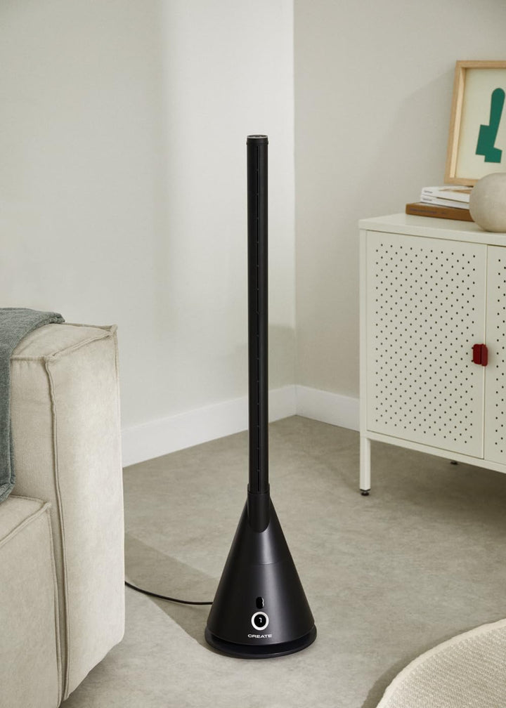 CREATE/COOL DC/Turmventilator Schwarz mit Fernbedienung und Oszillation 90º / 26W, Leise, 9 Geschwin