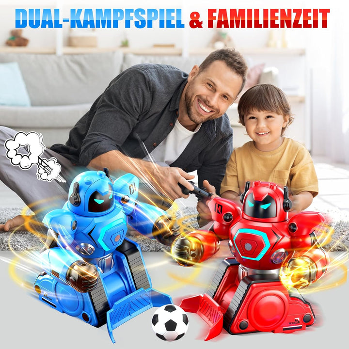 Herenear Ferngesteuerte Roboter Kampf, 2 Stück RC Kampfroboter Spielzeug mit LED Licht und Musik, Fe