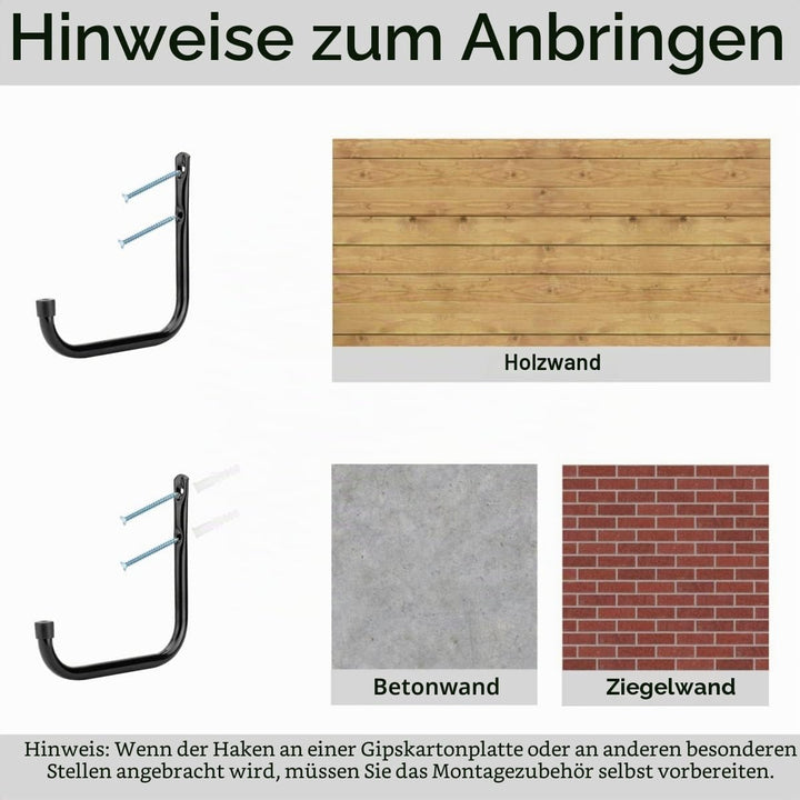 pipabiba 8 Stück Garagen-Leiterhaken, 17 cm, strapazierfähig, Wandmontage, Aufhänger für Fahrrad, Le