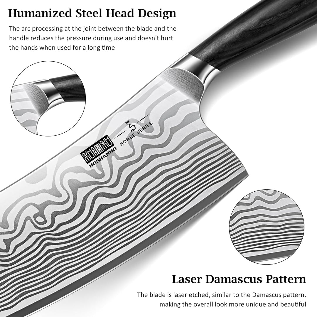 HOSHANHO Hackmesser 18 cm Scharf, Hochkohlenstoffreiches Pulverstahl, Fleischzerkleinerer, Professio