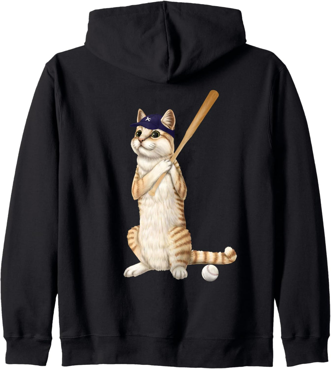 Baseball Katze - Kitty mit Schläger und Ball Kapuzenjacke