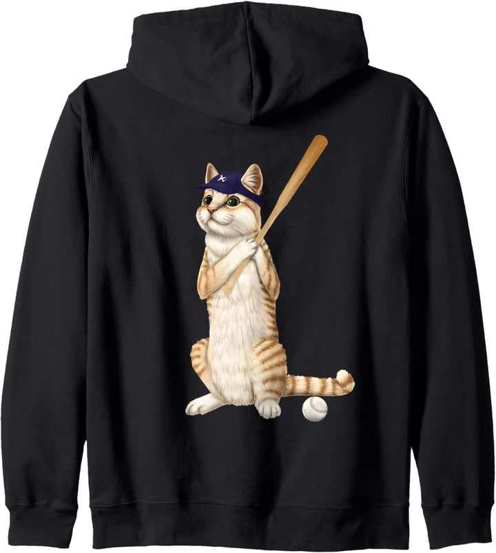 Baseball Katze - Kitty mit Schläger und Ball Kapuzenjacke
