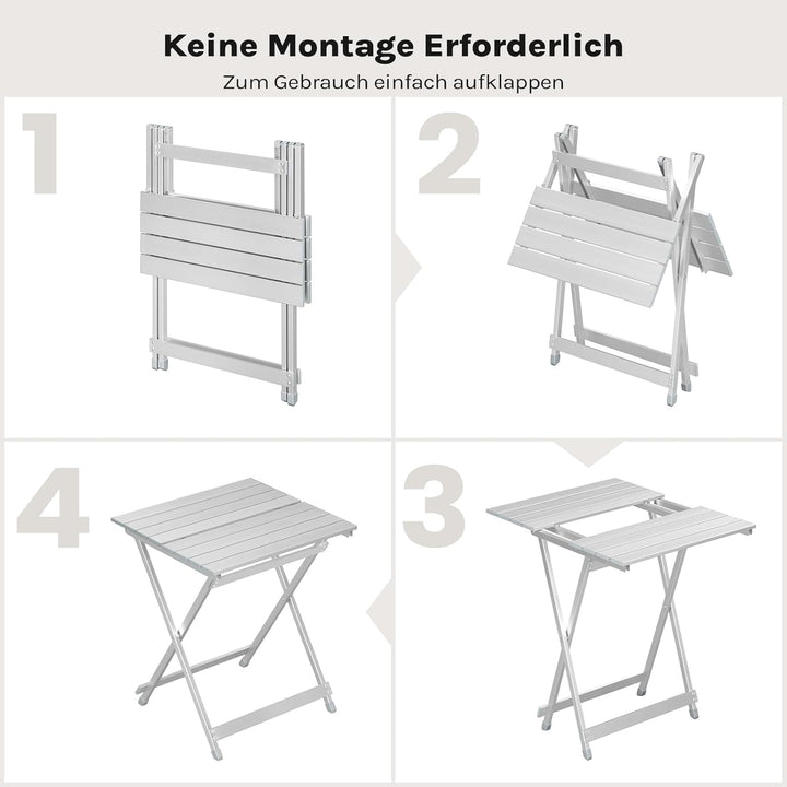 WOLTU Alu Tisch Klapptisch Campingtisch Balkontisch Gartentisch Klappbar aus Aluminium, 50.5x47x59.5