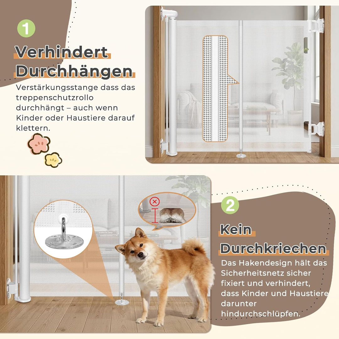Ycozy Treppenschutzgitter Ohne Bohren 0-150cm Türschutzgitter Ausziehbar mit Stützstangen Treppensch