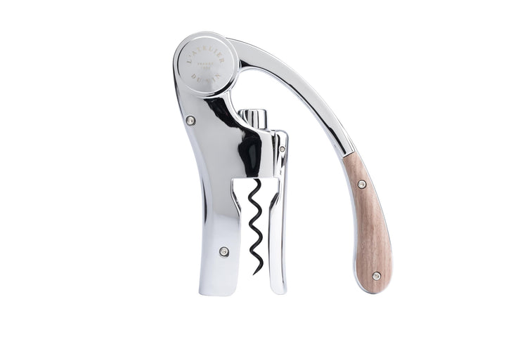 L’ATELIER DU VIN – Oeno Motion Wood & Chrome – Vertikaler Hebelkorkenzieher - Verchromtes Metall und