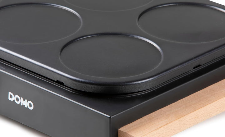 DOMO DO8717PN Crepes Maker mit Holzdesign - PFAS FREE - Crepe Pancake Maker inklusive Teiglöffel - 6
