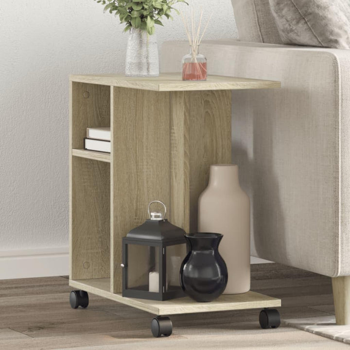 vidaXL Beistelltisch mit Rollen, Sofatisch mit Stauraum, Couchtisch für Schlafzimmer Wohnzimmer, Nac