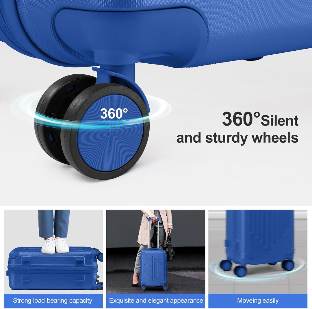 LALAHO Reisekoffer Koffer Trolleys Hartschale (Flugblau, L) | Reisekoffer Set mit Kosmetikkoffer, Ha
