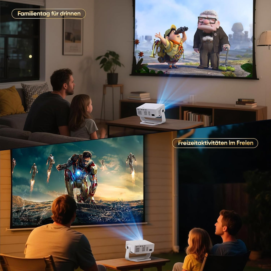 2025 Neuer Smart Beamer 4K Unterstützung, Android 11, Full HD 1080P, 25000 Lumens, WiFi 6 & BT 5.2,