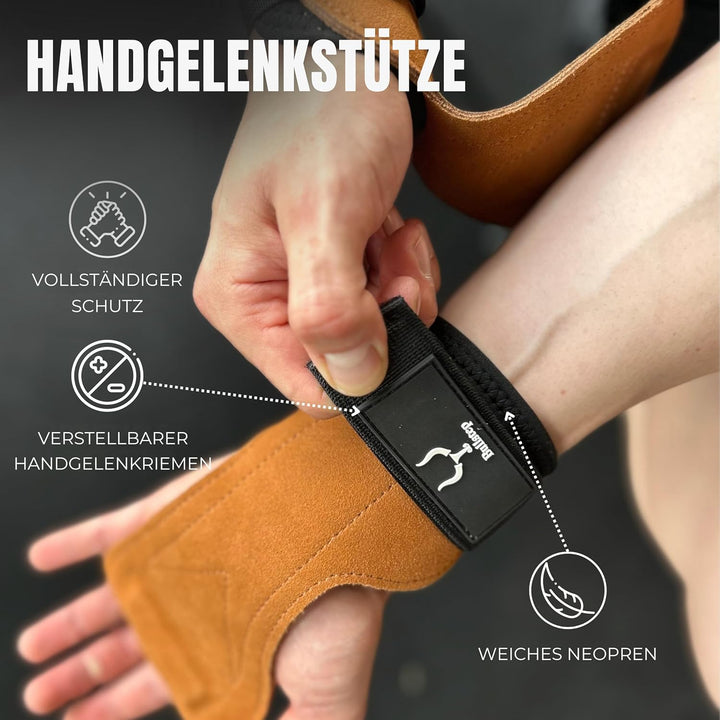 Bullstep - Zughilfen Krafttraining Frauen Herren | Gym Zughilfen Leder | Grips crossfit | Deadlift g