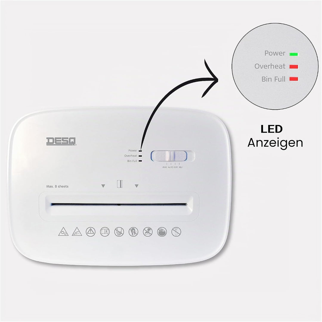 DESQ® Aktenvernichter Sicherheitsstufe P5 - Microcut (2500 Partikel/A4), 2 x 12 mm, 20 Liter, 10 min