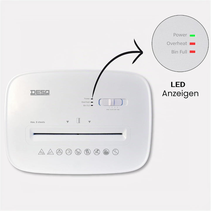 DESQ® Aktenvernichter Sicherheitsstufe P5 - Microcut (2500 Partikel/A4), 2 x 12 mm, 20 Liter, 10 min