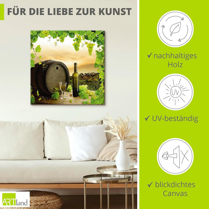 ARTland Leinwandbilder Wandbild Bild auf Leinwand 40x40 cm Quadratisch Landschaft Natur Wein Obst Tr