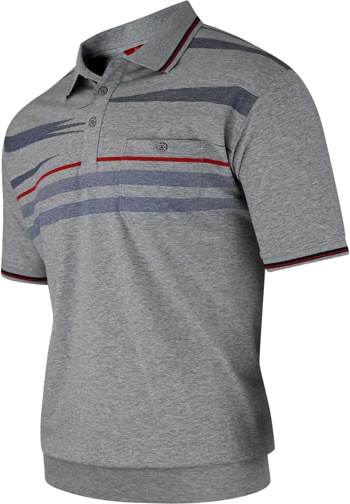 Soltice Polo Shirts Herren Kurzarm, Blousonshirts, Gestreifte Polohemden mit Brusttasche aus Baumwol