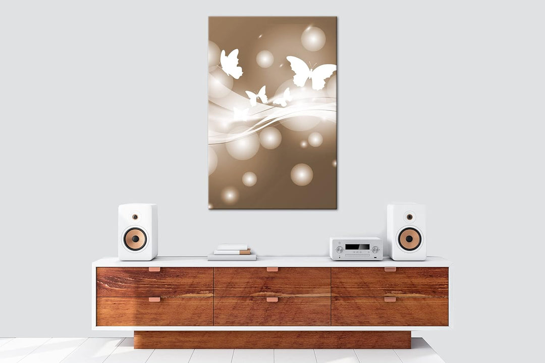 deyoli Fliegende Blasen und Schmetterlinge Format: 120x80 als Leinwand, Effekt: Sepia, Motiv fertig